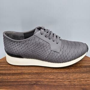 Vince Rayner Shoes Womens 8 M Gray Leather Snake Print Textured Casual Sneakers